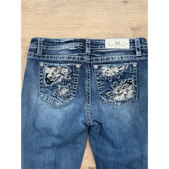 Miss Me Jeans Size 29 Easy Boot Distressed Mid Rise Rhinestones - Picture 10 of 11
